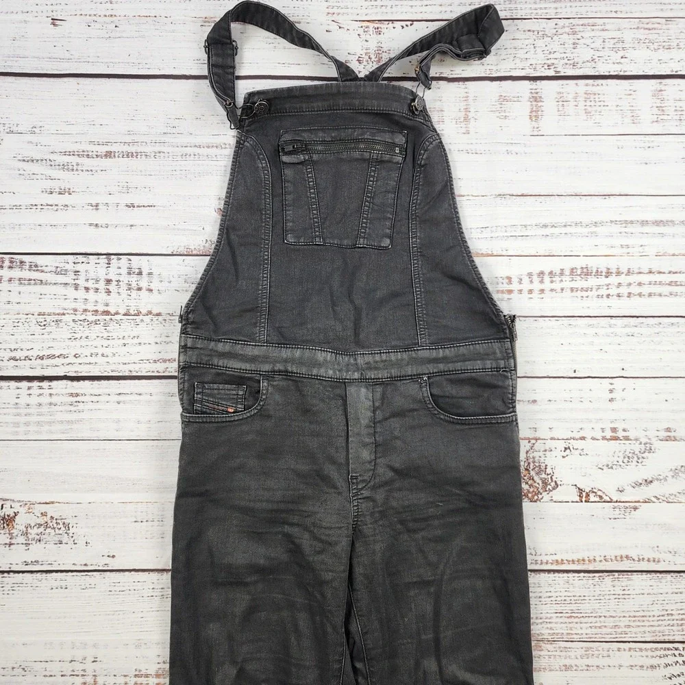 Diesel Jiret JoggJeans Overalls Black Denim Sweatpants Slim Fit Dungarees Size M